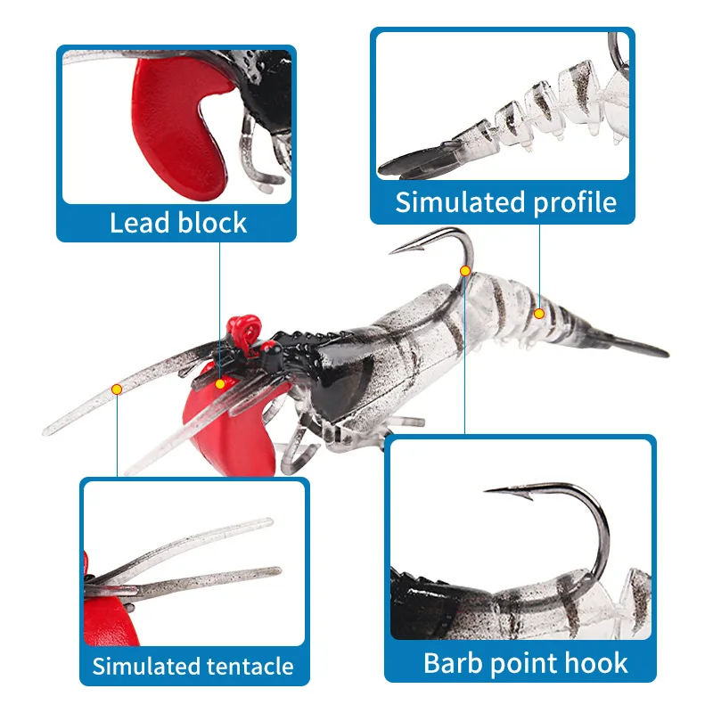 Jumping Shrimp Fake Bait Sinking in the Water Road Subluminous Broken Joint Shrimp 9cm14g Lead Drop Attack Perch Mandarin Fish