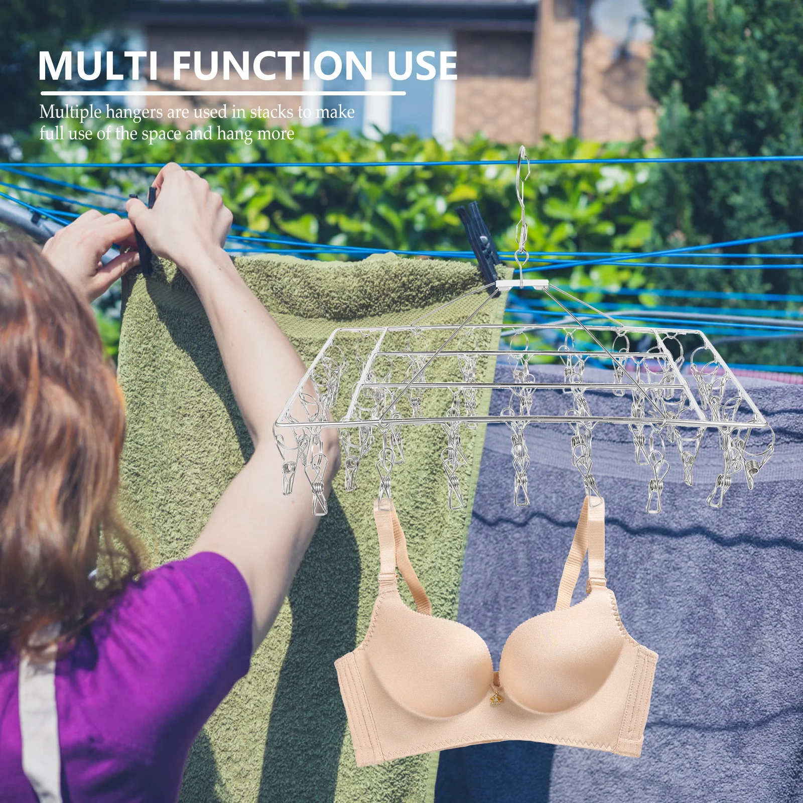 

Drying Rack Laundry Hanging Clips Clamp-on Clothes Hangers Dryer for Socks Stainless Steel Baby