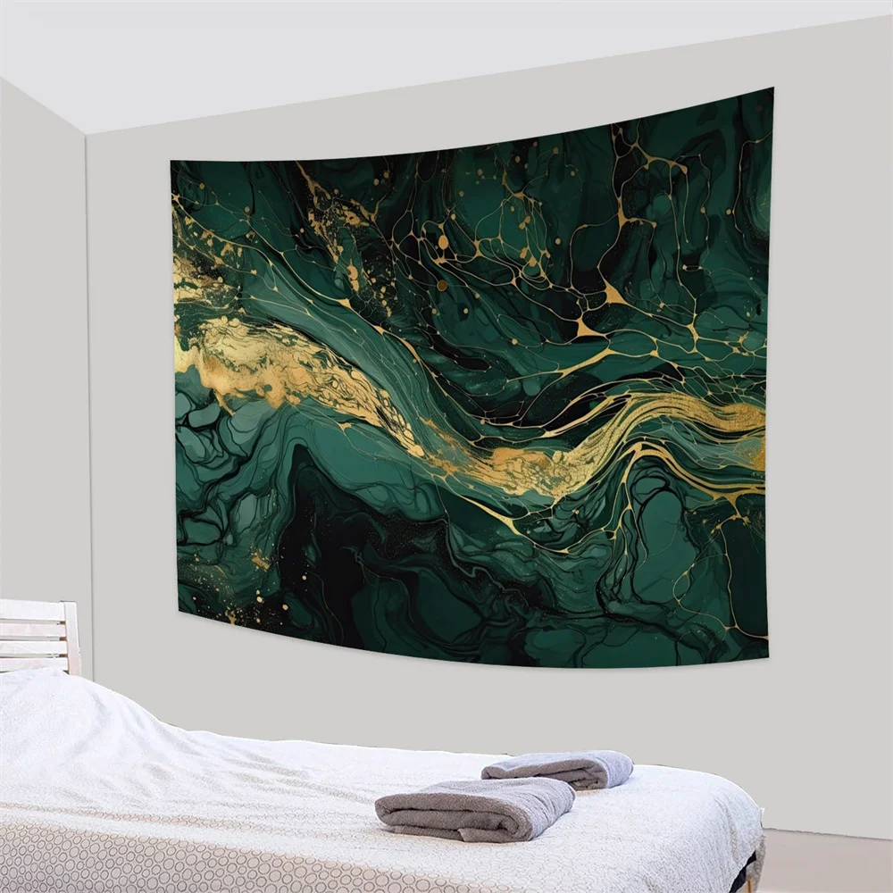 Green Gloden Marble Pattern Wall Tapestry Hippie Bedroom Home Decoration Abstract Nordic Decorative Walls Hanging Yoga Mattress