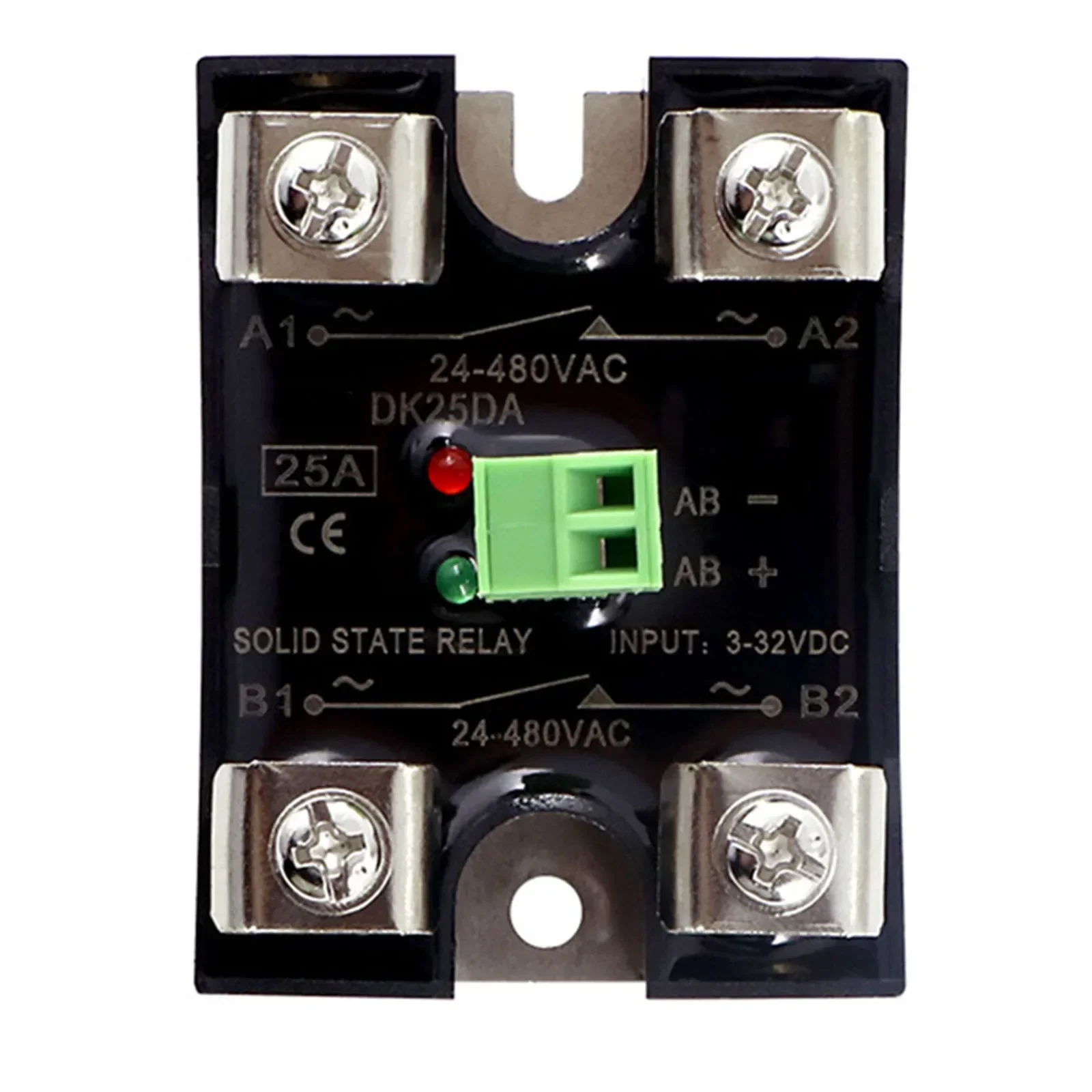 Silent and Efficient Solid State Relay DC Controlled AC 25A Load Copper Pillar Terminals Insulation Protection