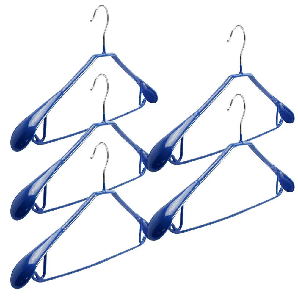 

5 Pcs Functional Seamless Hanger Clothes Hangers Non-slip Inflatable Blue Plastic Widened Travel