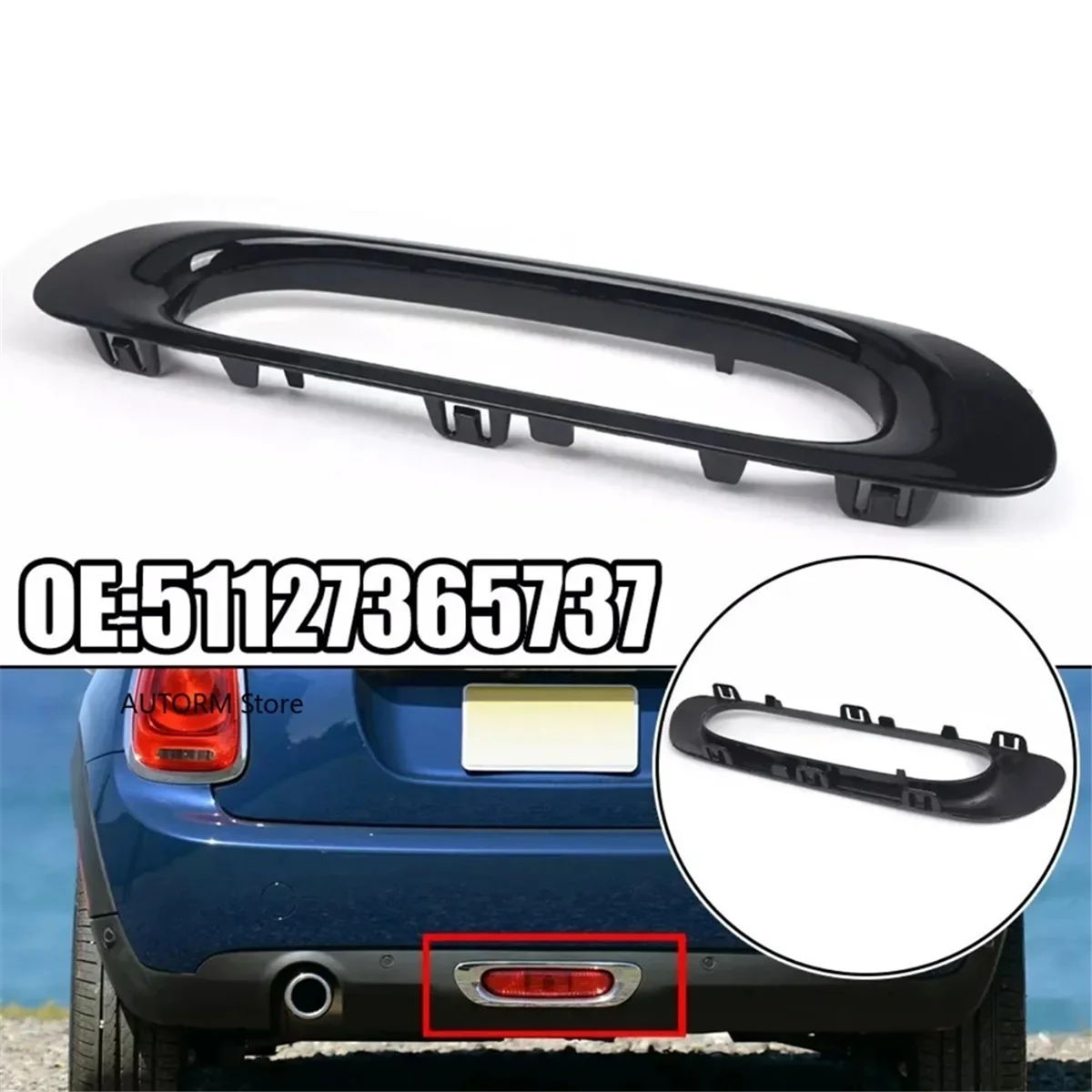

Reliable-Rear Bumper Light Frame Trim Rear Fog Light Finisher Cover for BMW Mini F55 F56 F57 2013-2016-A61E