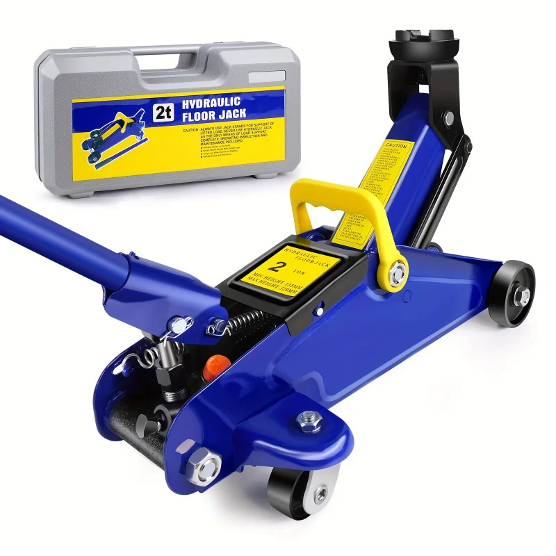 2 Ton (4,000 Lb) Hydraulic Low Profile Trolley Service/Floor Jack with Single Piston Quick Lift Pump, Blue