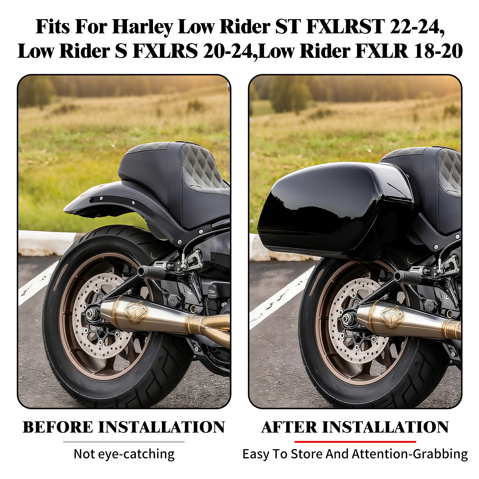 حقائب جانبية صلبة للدراجات النارية مع مجموعات إرساء لدراجة Harley Softail Low Rider ST 2022-24 FXLRS 20-24 FXLR 2018-20 الأمتعة #2