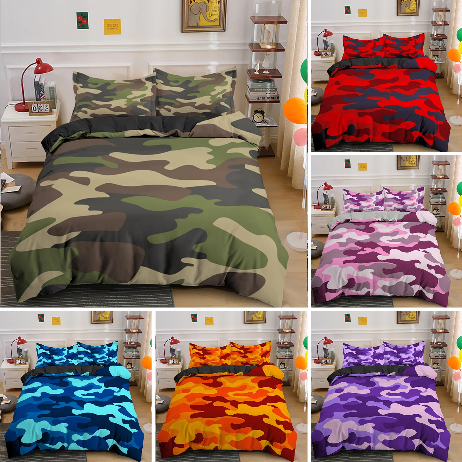 

Home Textile Cool Boy Girl Kid Adult Duver Cover Set Camouflage Bedding Sets King Queen Twin Comforter Covers With Pillowcase