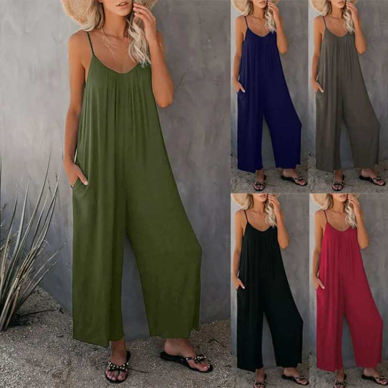 

Pants Streetwear Women Europe and America Spring and Summer New Pattern Trousers Fashion Solid Color Easy Leisure Time Camisole