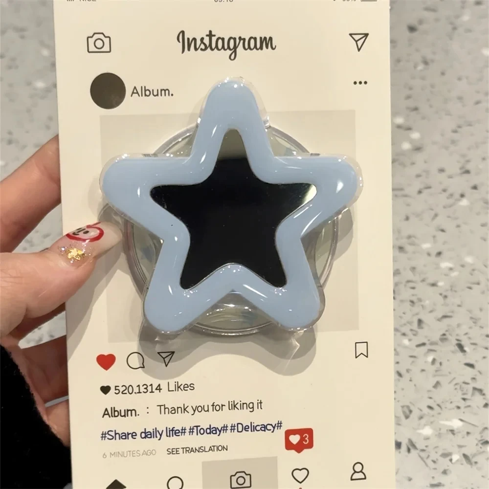 

Корейское милое розовое и синее зеркало со звездой для Magsafe Griptok, держатель для телефона, подставка для кольца на палец, поддержка iPhone 16 Pro Max, кронштейн для девочек