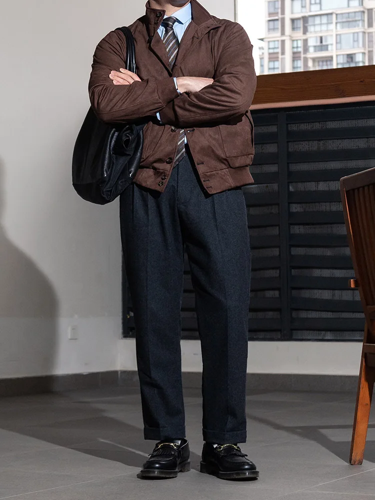 Early spring new product European and American street photography classic A1 pilot jacket men's retro short jacket suede style