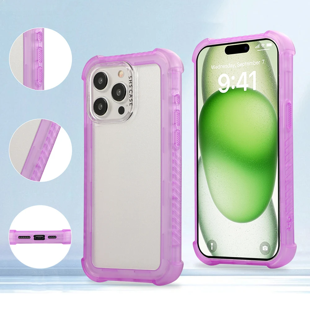 Funda protectora militar 3 en 1 a prueba de golpes para iPhone 16 15 14 Pro Max 16 Plus 13 Air Cushion TPU parachoques PC cubierta trasera dura