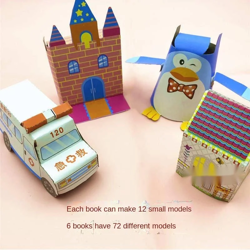 6Pcs Kinderen Origami Papieren Boek Voor Dier Patroon 3D Puzzel Diy Vouwen Speelgoed Kids Handgemaakte Kleuterschool Kunsten En Ambachten speelgoed