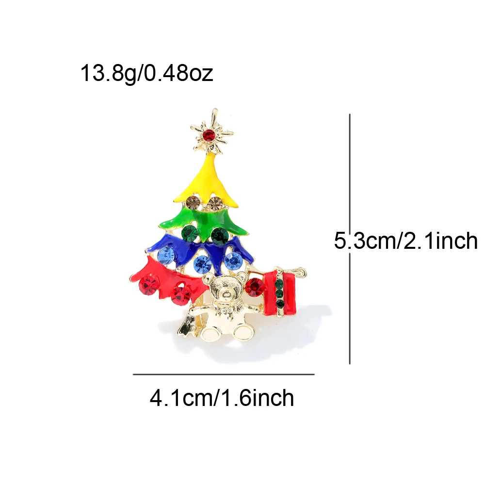 CINDY XIANG Enamel Colorful Christmas Tree And Bear Brooch Fashion Winter Festivel Pin