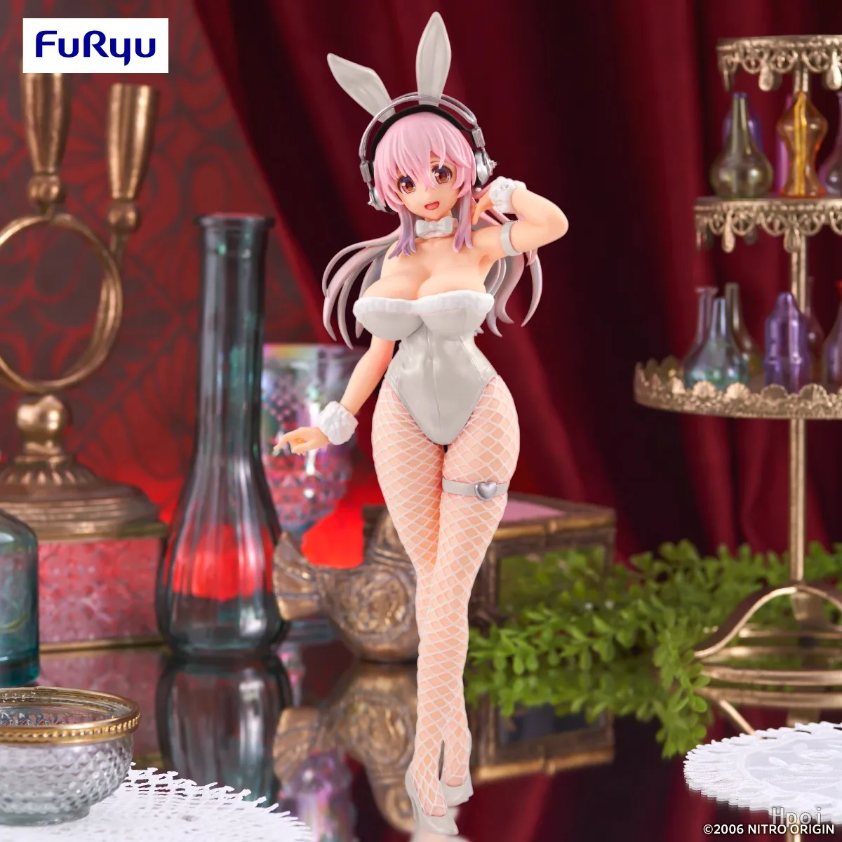 Original FuRyu Bicute Bunnies Sonicomi Super Sonico Pearl White Ver. Kawaii Action Figure Anime PVC Model Collectible Toys 30Cm