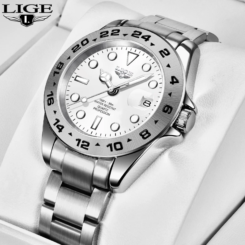 LIGE 2025 Man Wrist Watches for Men Stainless Steel Luxury Mens Watch Business Waterproof Date Clock Men's Watches Reloj Hommes