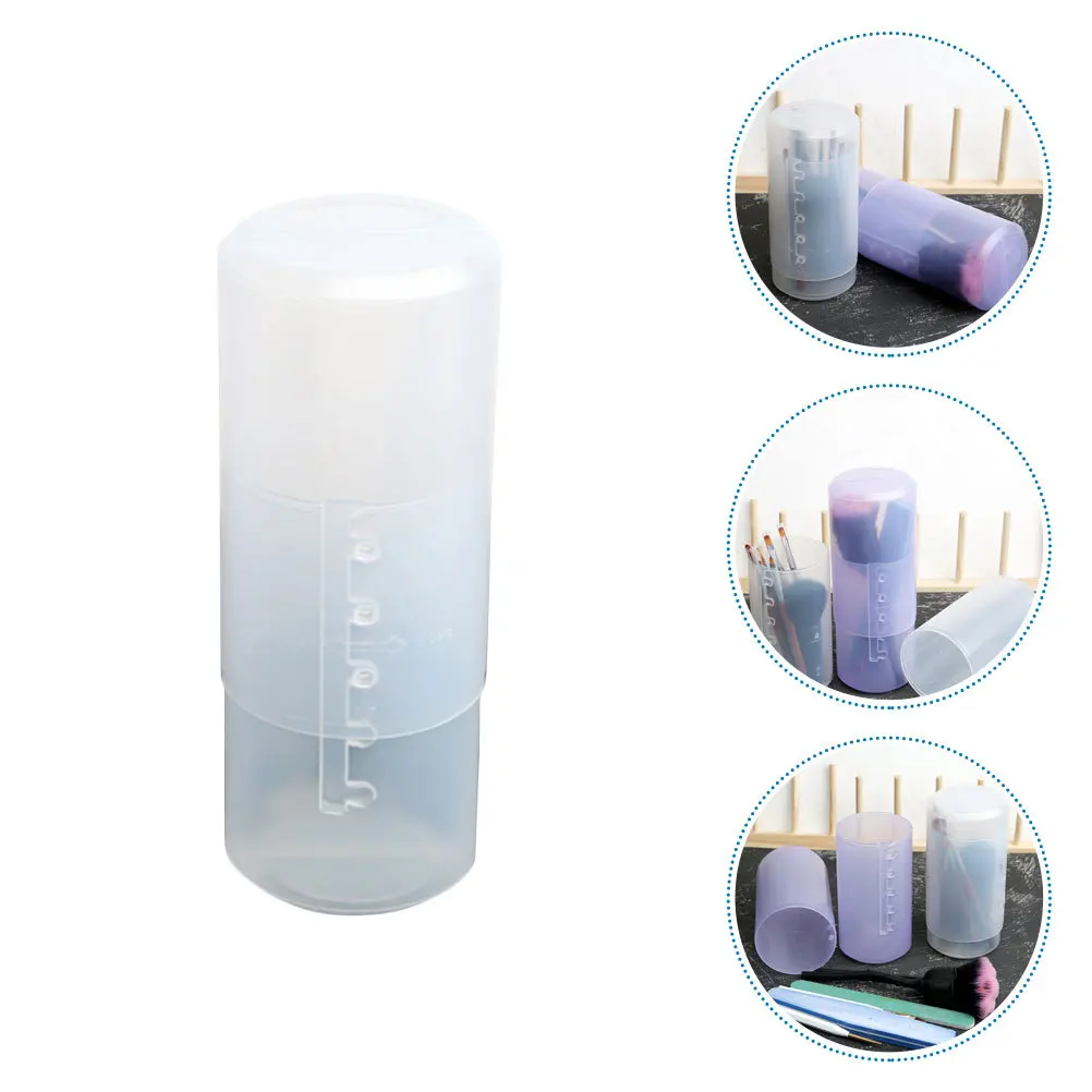 

1pc Makeup Brush Storage Bucket Transparent Pvc Brush Organizer For Desk Home Office Waterproof Dustproof Holder