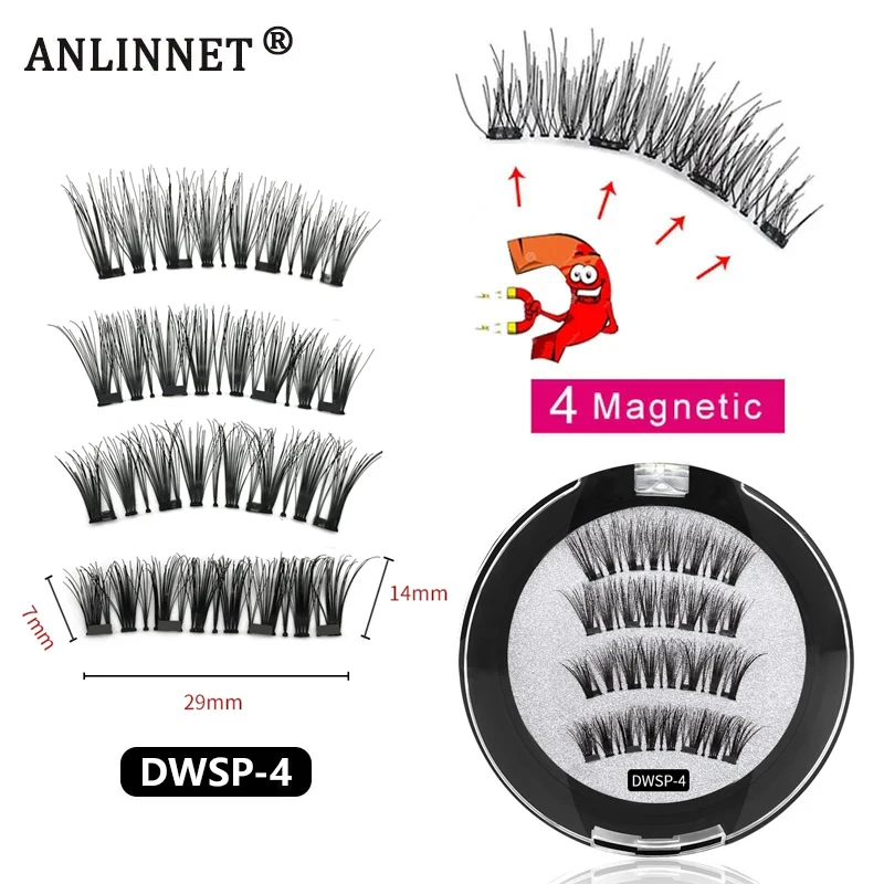 2 pairs Natural Magnetic Eyelashes With 4 Magnetic Lashes Reusable Magnetic False Eyelashes With Makeup Tool Magnetic Tweezers