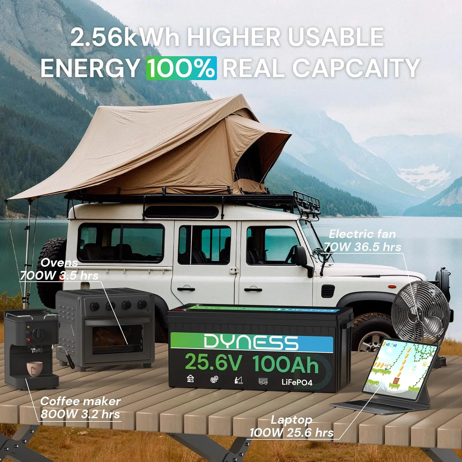 

Аккумулятор LiFePO4 24В 100Ач, литиевая батарея 25.6В с мощностью 2560Вт, встроенная BMS 100А с защитой от низких температур, на заказ