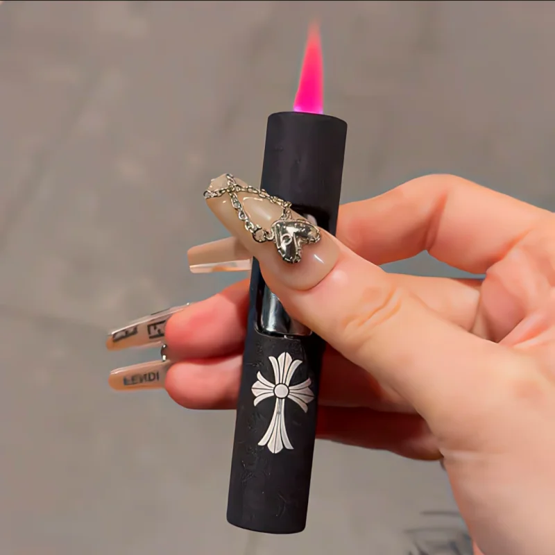 

Metal Mini Inflatable Butane Gas Lighter Windproof Powder Spray Flame Portable Lighter Cigarette Accessories Smoking Gifts