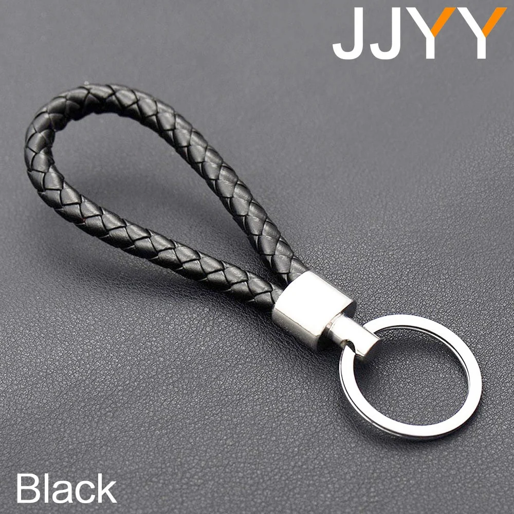 Handmade Leather Wrist Rope Braided Keychain Key Holder DIY Metal Auto Pendant Fashion Accessory