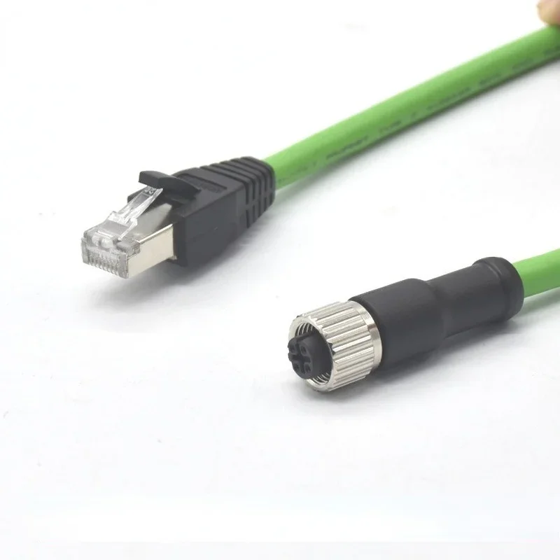 M12 Aviation Plug To RJ45 Crystal Head PROFINET Bus Cable Connector M12 D Type 4-pin Plug Industrial Interface Connector