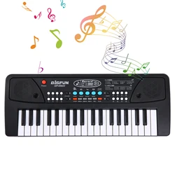37 Keys USB Electronic Organ Kids Electric Piano with Microphone Black Digital Music Electronic Keyboard Built-in Stereo Speake