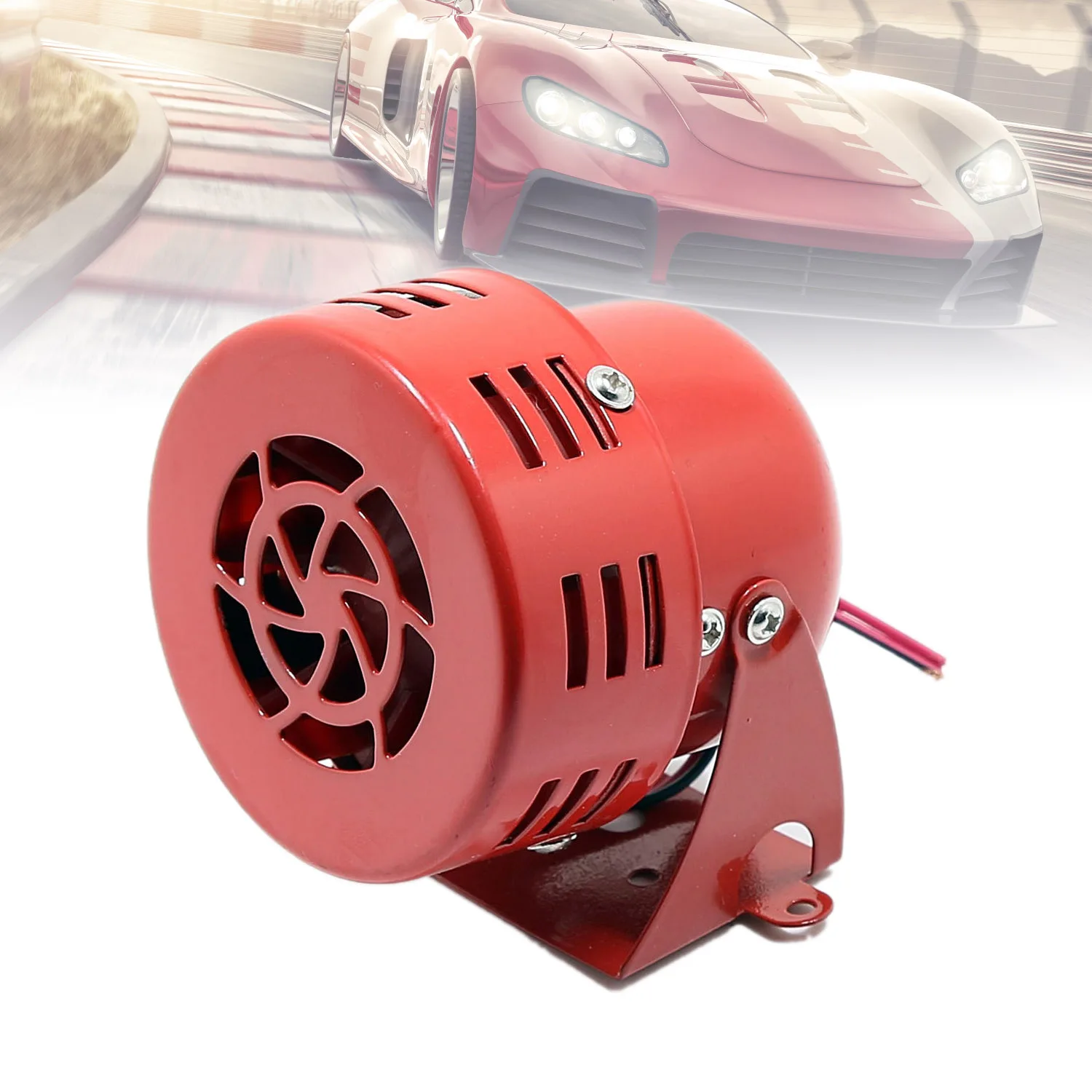 12V 300DB RED Mini Compact Electric Motor Air Raid Horn Siren Alarm for Car Truck