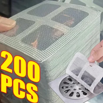 10-200 sztuk łapacze włosów siatka antyblokująca odpływ podłogowy naklejki kanalizacyjne jednorazowe kuchnia filtr łazienkowy siatka sitko do zlewu