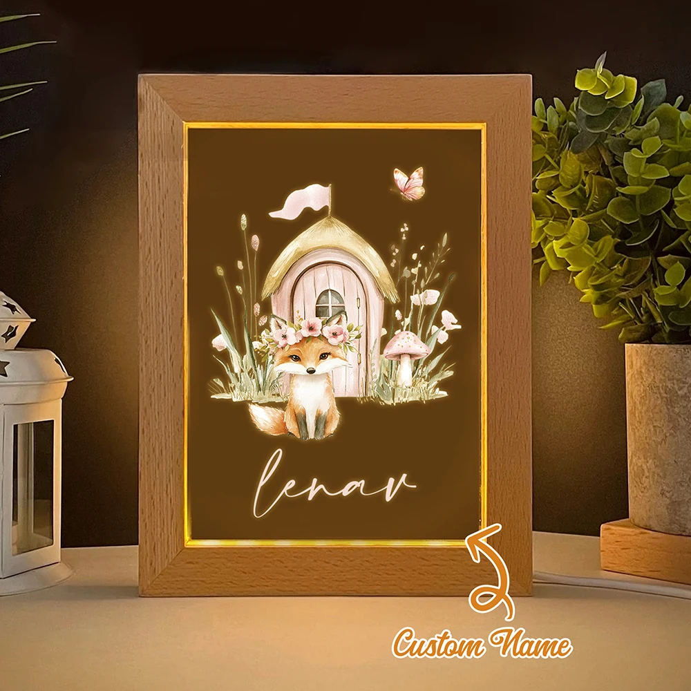 

Personalized Fox Castle LED Night View Photo Frame Custom Gift Family Living Room Bedroom Dining Room Home Decor