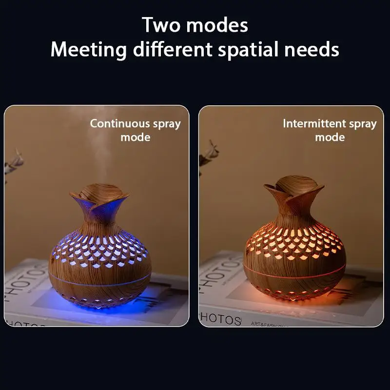 Wood Grain Mini Vase Air Humidifier USB Electric Ultrasonic Water Aroma Essential Oil Diffuser Home Room Fragrance Air Purifier image 3