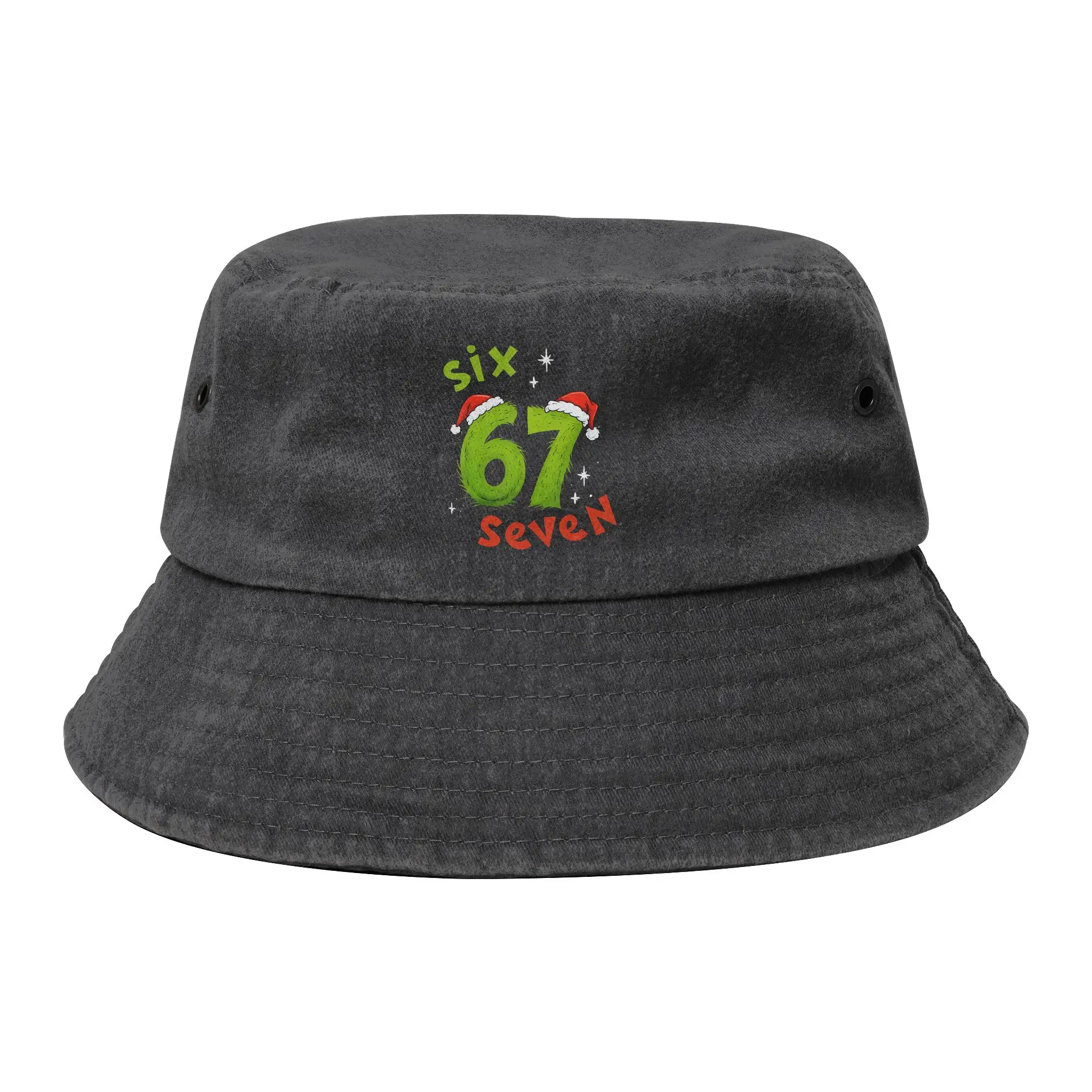 Summer 67 Meme Six Seven Christmas Bucket Hats Unisex Distressed Cotton Hot Sun Hat  Bob Hat Fishing Hat