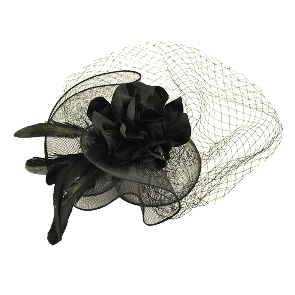 

Black Mesh Hair Accessories Fascinator Hat Veil for Wedding Party Banquet Women Glamorous Photography Prop Headb