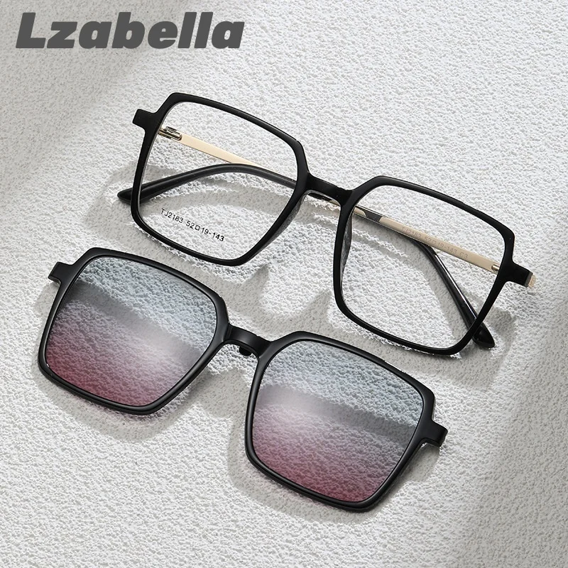 

Lzabella модные высококачественные многоугольные очки TR90 из сплава с магнитной клипсой, оптическая оправа для очков по рецепту для мужчин и женщин 2183