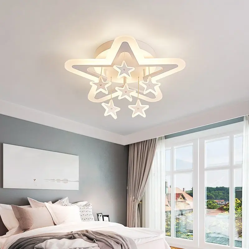 Modern Simple Living Room Chandelier Lights Hanging Star Pendant Lamp Bedroom Chandelier Lamps Flower Design Moon Cloud Light