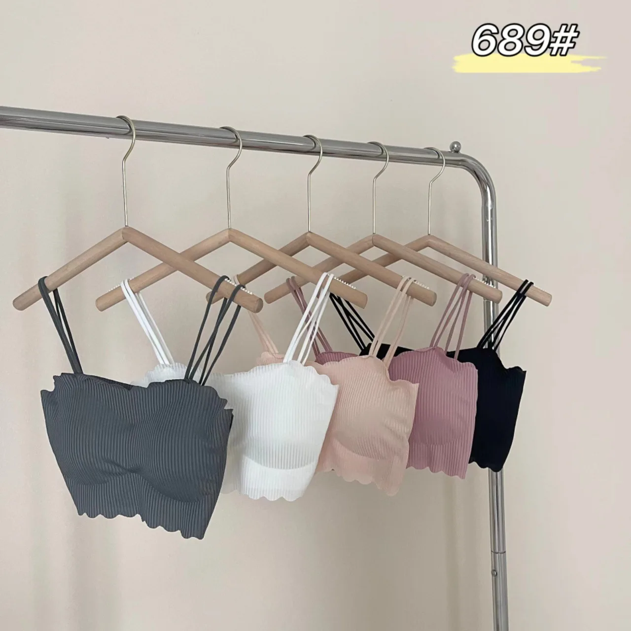 

689# beautiful back lingerie women's new summer wrapped chest gathering strapless thin style camisole vest bra one-piece