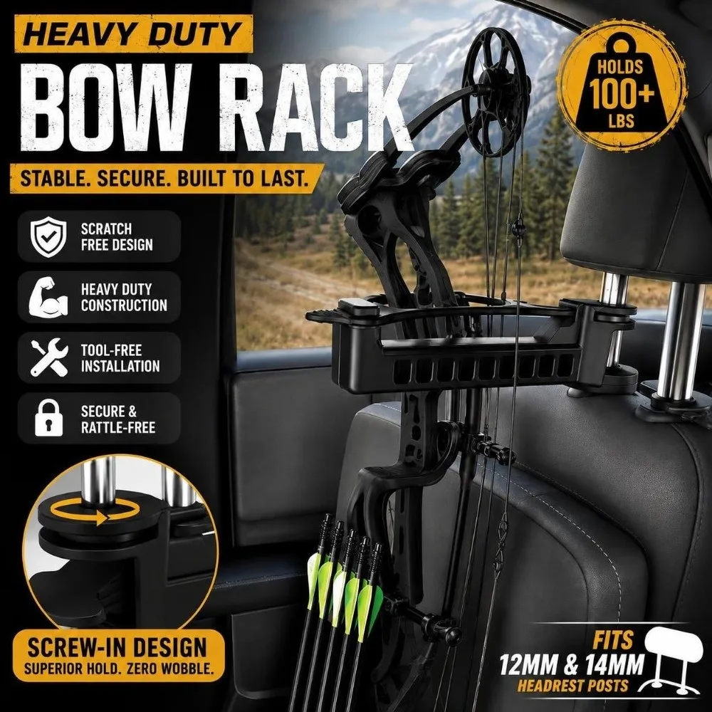 2PCS Heavy Duty Heavy Duty Bow Hanger Twist-On 100+ lb Load Truck Bow Hanger 12mm/14mm Fit No Drill Vehicle Bow Holder