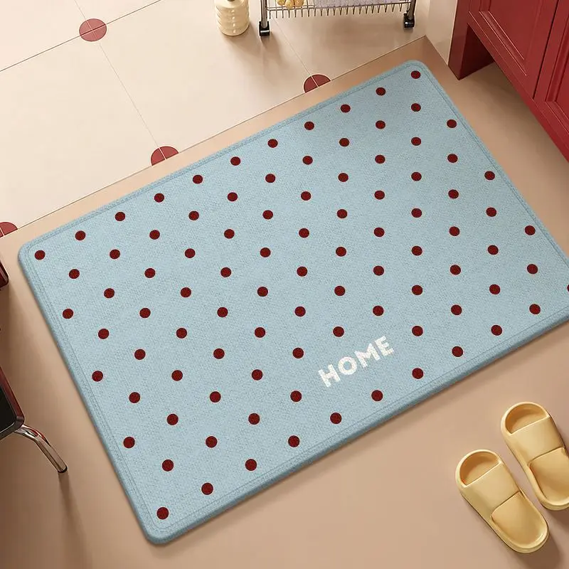 VIKAMA Cute Polka Dot Stripe Bath Mat Non‑Slip Decorative Floor Rug for Bathroom Shower Entryway Bedroom Home Decor
