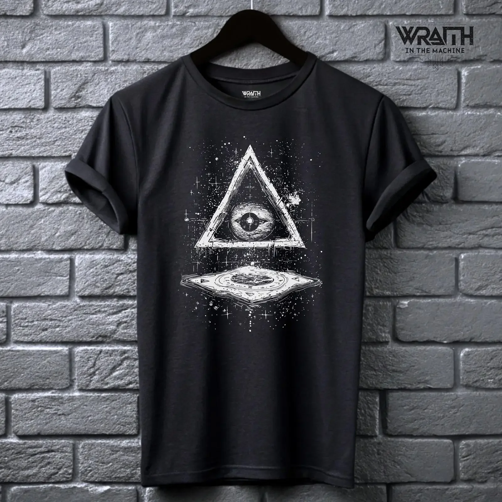 All Seeing Eye T Shirt Occult Pyramid Glitch Alt Clothing for Goths Surreal Stargazer Sacred Symbol Top vintage Washed Casual