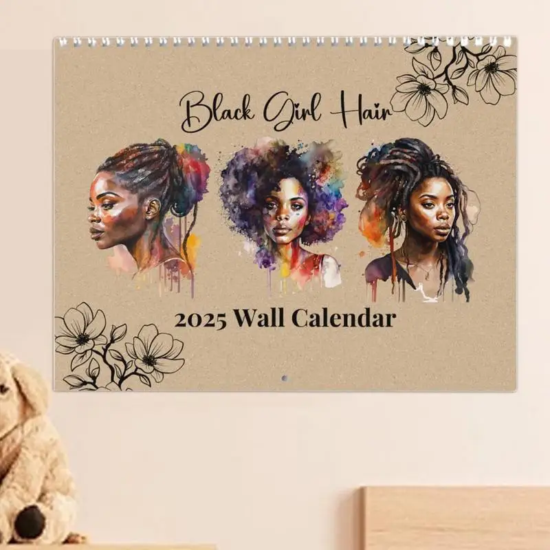 2025 Black Girl Calendar For Wall African Black Women Wall Planner Calendar Spiral Calendar Wall Spiral Black Girl Calendar For