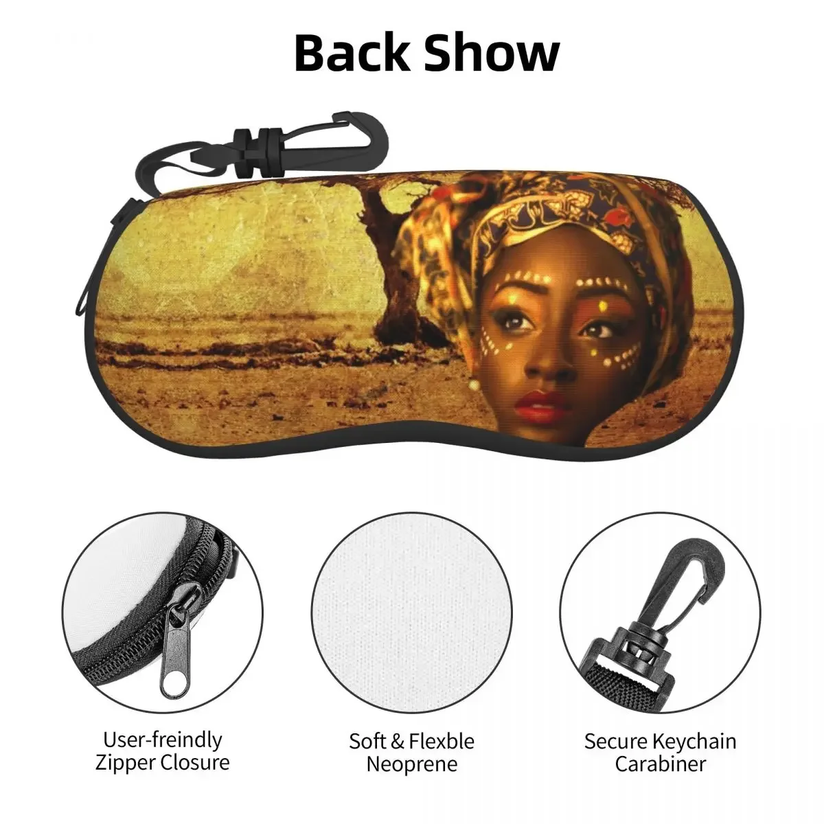 نظارات شمسية الملكة الأفريقية حافظة ناعمة من النيوبرين بسحاب للنساء حافظة نظارة صندوق حماية مخصص للنظارات #3