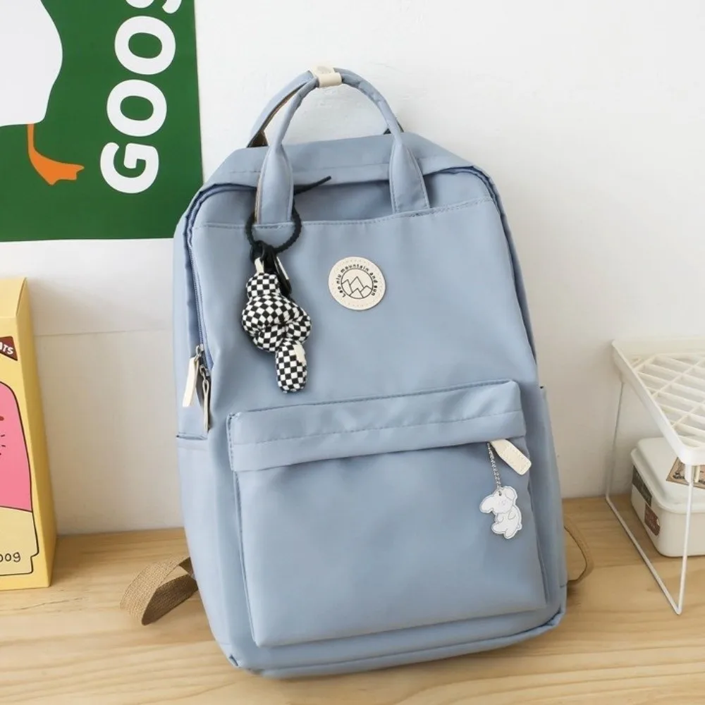 Leichter, wasserdichter Damen-Rucksack aus Nylon, großer Reiserucksack, ergonomische, einfarbige Laptop-Büchertasche für Teenager – Detail 6