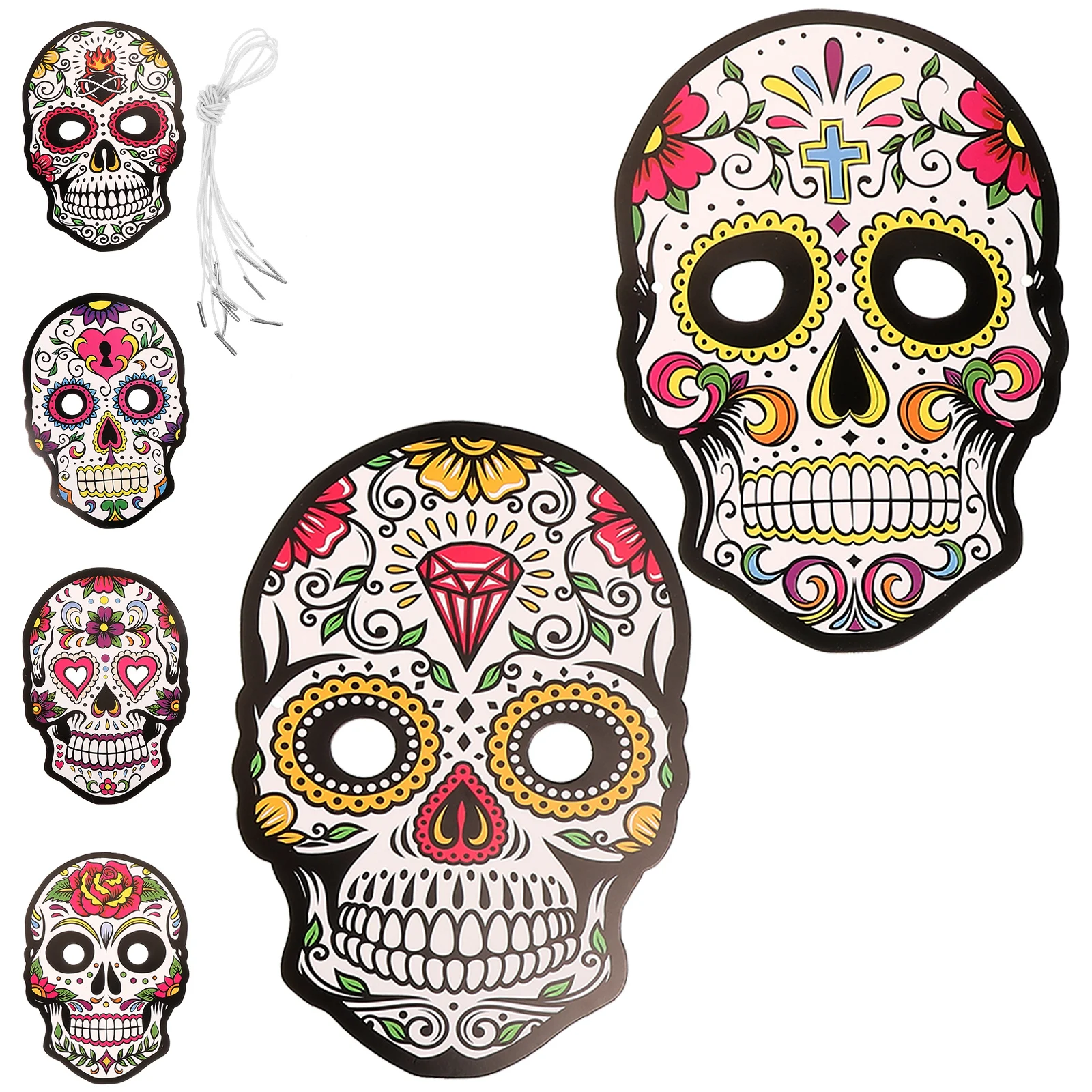 Halloween Masquerade Party Mask Decorative Masks Face DIY Paper Cosplay Day of The Dead