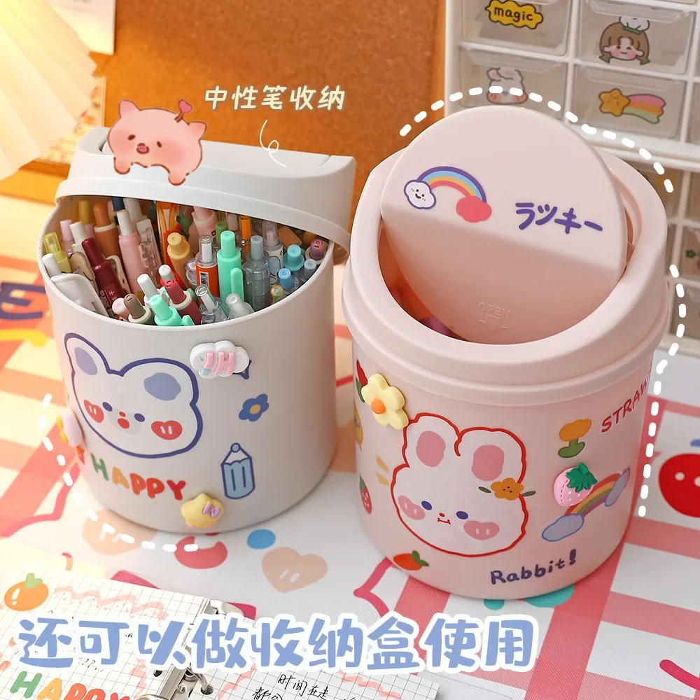 Desktop mini trash can Desk organizer bucket Household small paper basket box with 1 sticker
