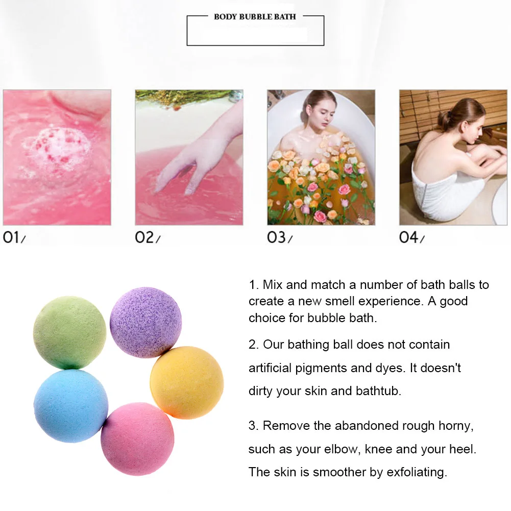 1pc Bath Salt Ball Body Skin Whiten Relax Stress Relief Bubble Shower Ball