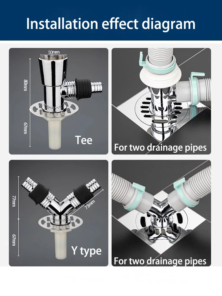 Y Verbindung Anti-Überlauf rohr Edelstahl abdeckung Silikon Deodorant Kern, für Waschmaschine Boden ablauf