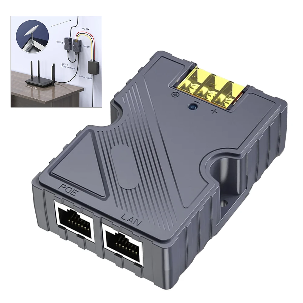 For Starlink Compatible For PoE Injector 150W with ESD Protection 48 57V DC Input High Speed Gigabit Ethernet Connection