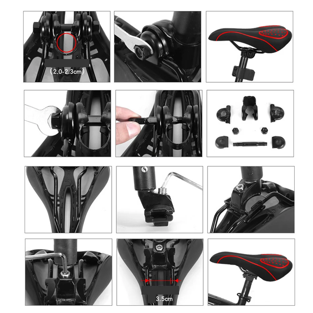 

Bike Seat Saddle Spring Thickened Stability Durable Comfortable Outdoor Cycling Cushion Suitable Mountain Bike Accessories Black