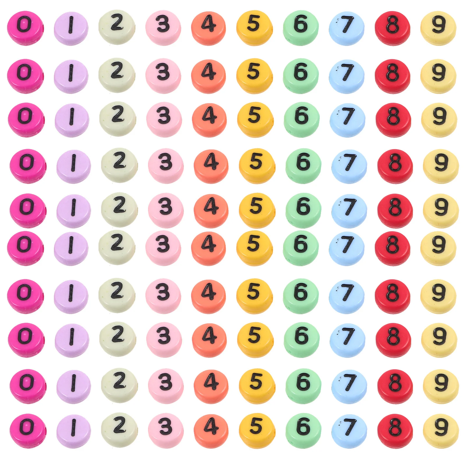 100 قطعة الخرز الرقمي لسلاسل المفاتيح DIY بها بنفسك الاكريليك خزر عازل اليدوية والمجوهرات صياغة قلادة سوار الإمدادات