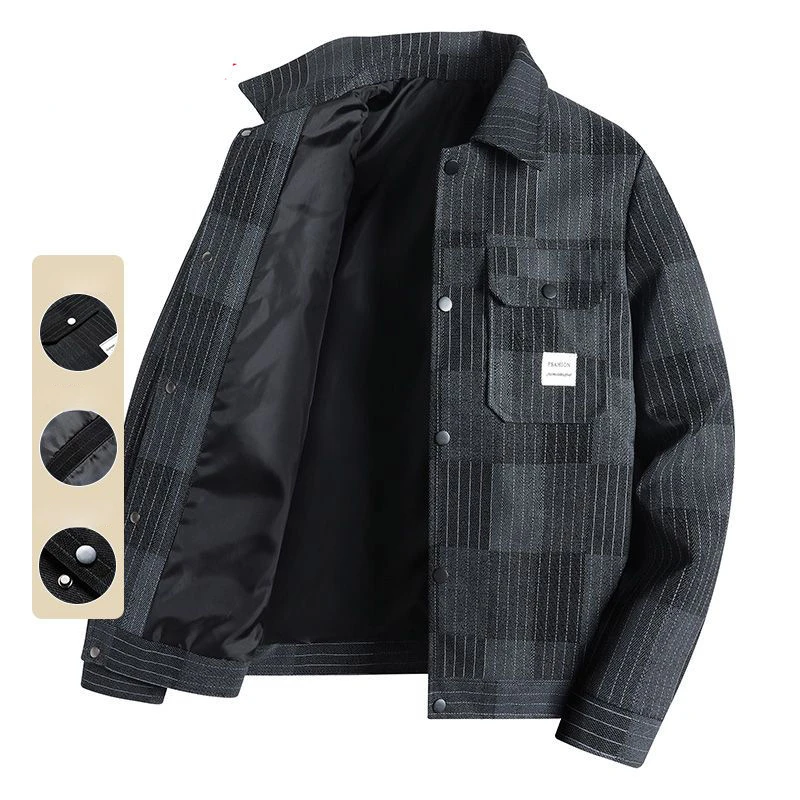 

Luxury Men's Clothing Spring Autumn Jacket Single-breasted Business Casual Coat Long Sleeve Striped Lapel Chic Tops Trend Jacket
