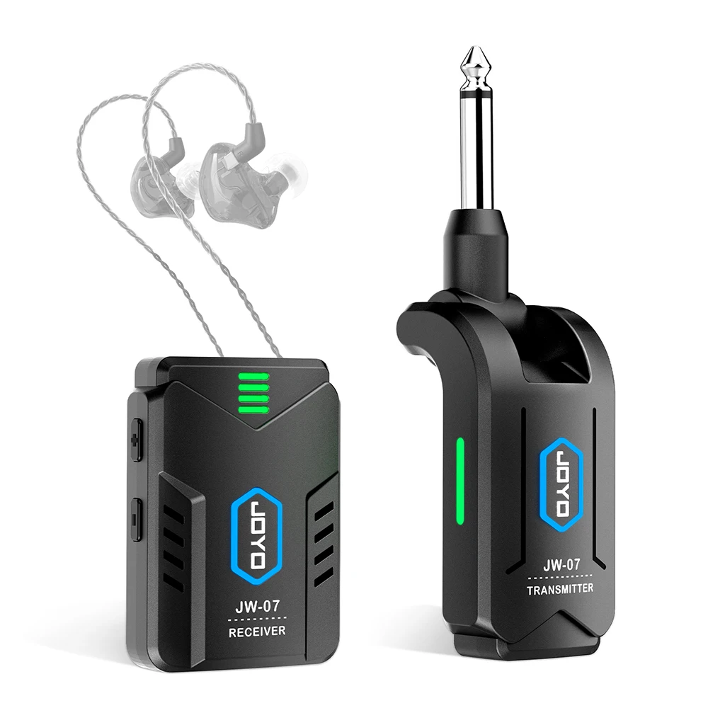 JOYO JW-07 Wireless in Ear Monitor System Upgraded 2.4GHz Mono Rechargeable IEM Transmitter Clip on Receiver for Live Use