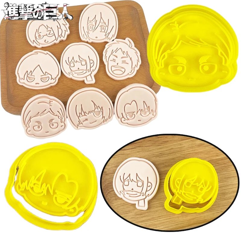 Attack on Titan Press Cookie Molds Anime Eren Mikasa Cookies Cutters Kitchen Baking Tools Levi Ackerman Cake Molds Bakeware