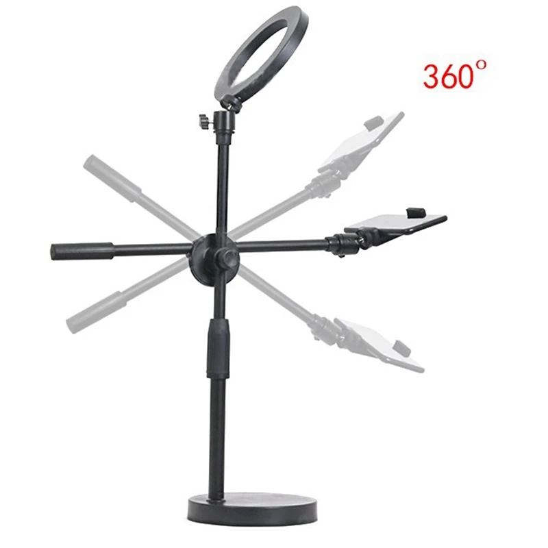 Elevated Tripod With Ring Light Desktop Desktop Shooting Stand Tripod With Mobile Phone Holder Cantilever